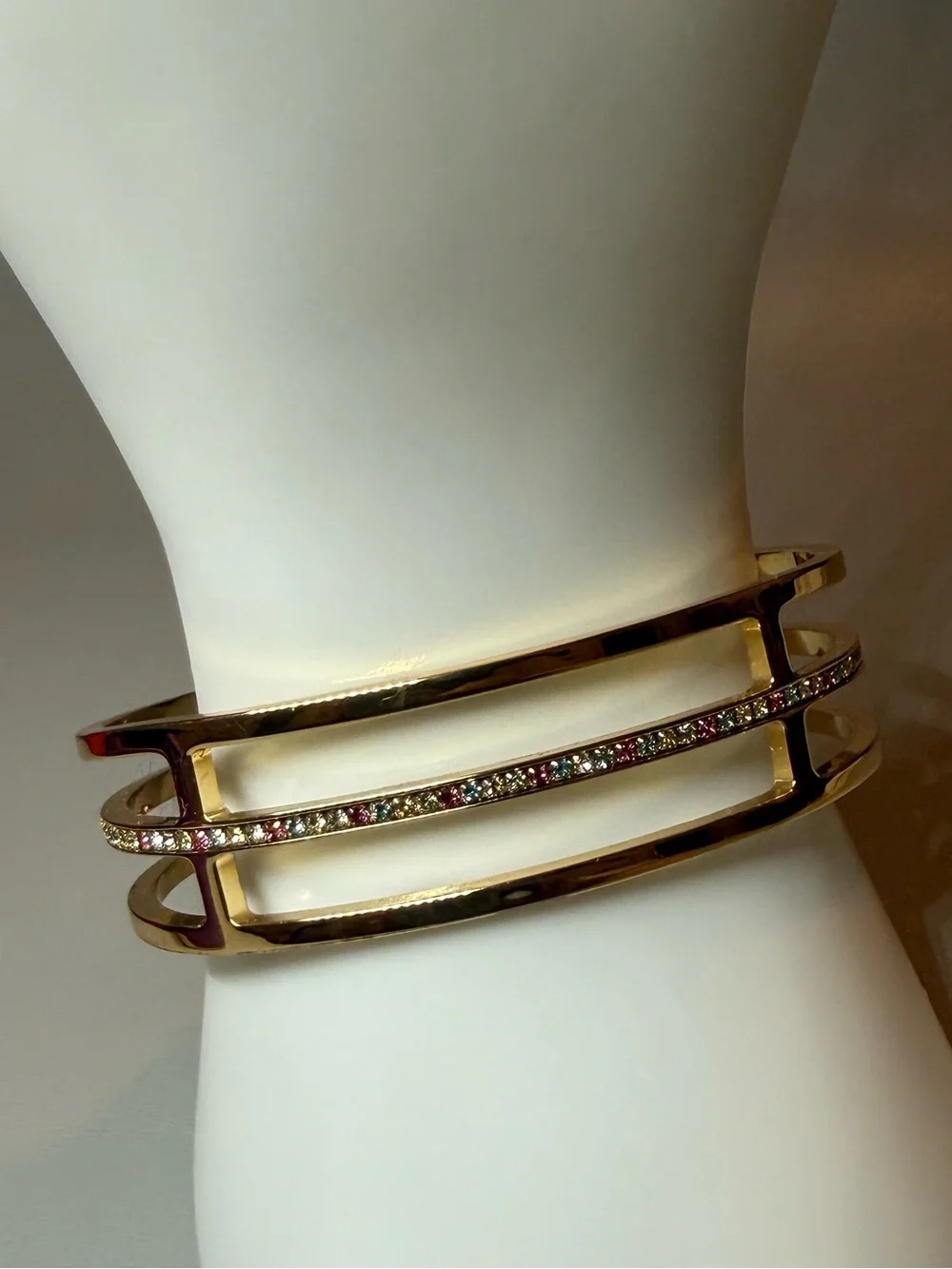 kate spade Gold Triple Bangle Bracelet with Purple and Red Boxes - Picture 4 of 5
